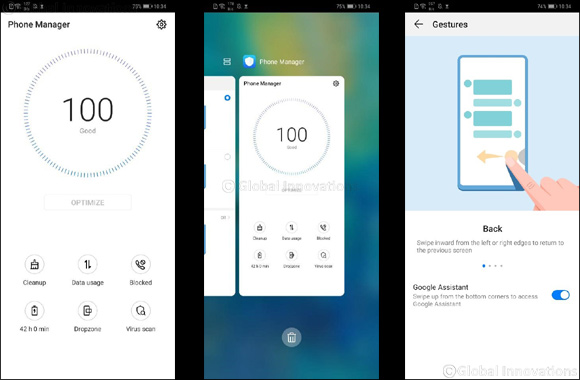 EMUI 9 provides a superior user experience with FullView Display and fingerprint