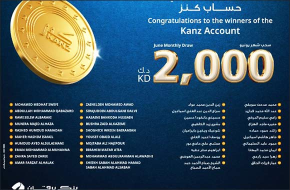 Burgan Bank Announces the Names of the Monthly Draw Winners of Kanz Account