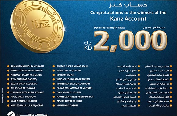 Burgan Bank Announces the Names of the Monthly Draw Winners of Kanz Account